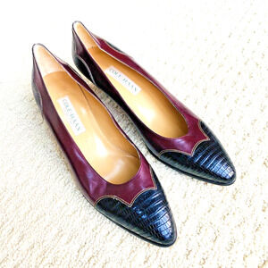 Vintage Cole Haan Ladies Shoes Classic Leather Wingtip Pumps Black & Brown 9AA